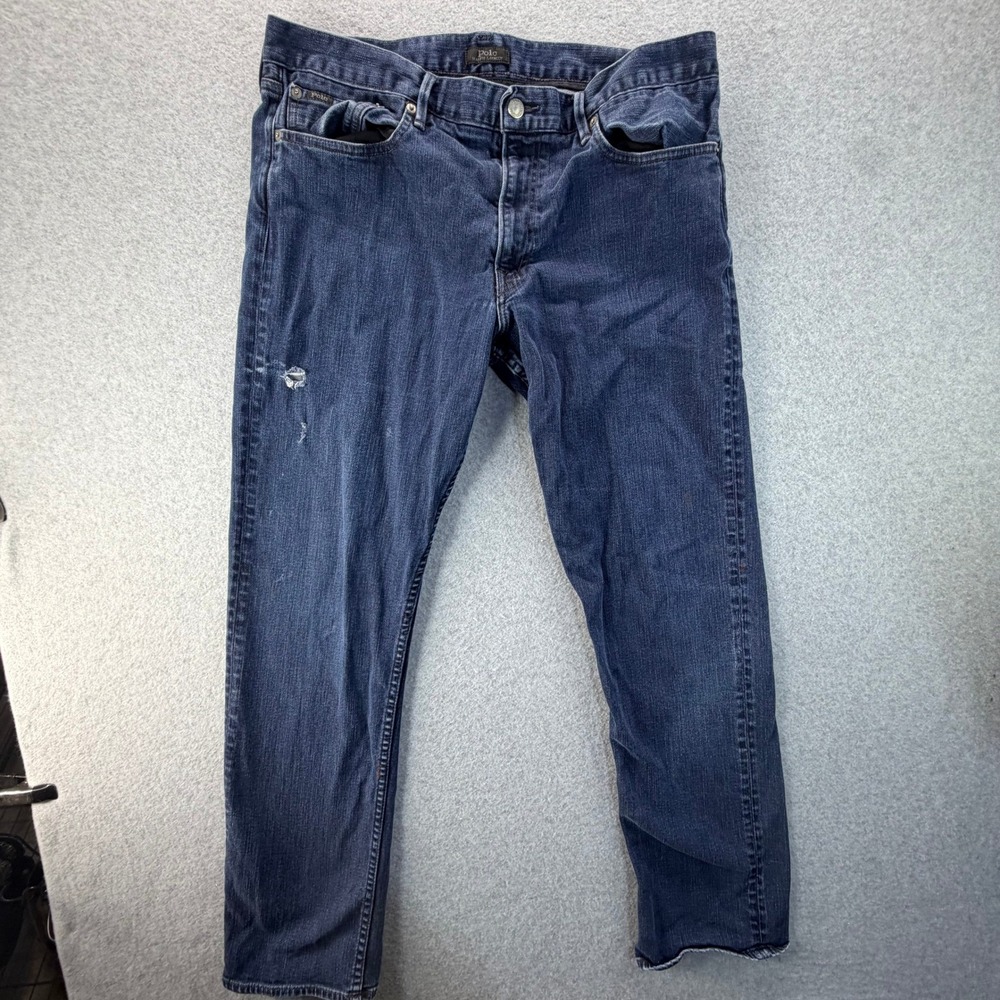 Polo Ralph Lauren Sullivan Slim Stretch Jeans Mens 36x34 Dark Wash Distressed